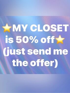 Closet Sale Graphic - Blue Lavender Holographic Background